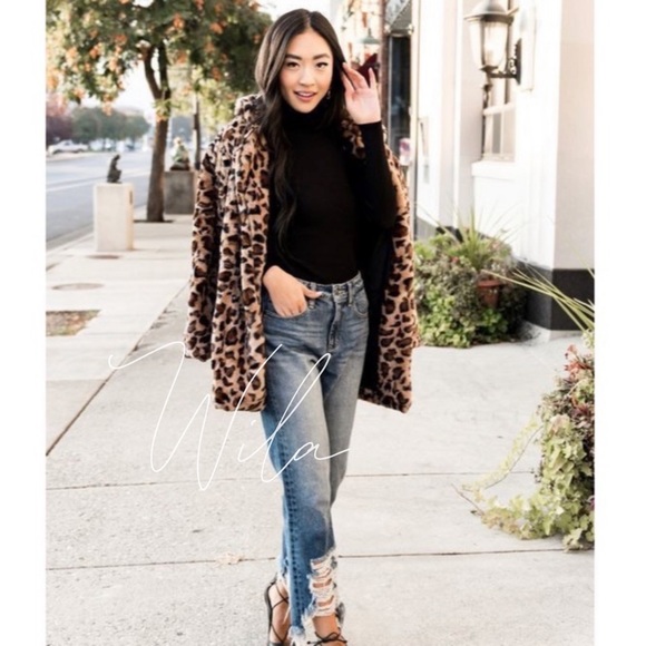 Leopard print teddy cardigan pockets faux fur - Picture 8 of 8